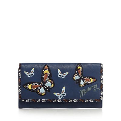 Navy butterfly applique large purse